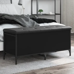 Panca Portaoggetti Nera 102x42x45 Cm İn Legno Multistrato /