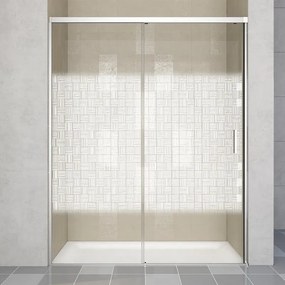 Porta doccia scorrevole L 139-139.5 cm x H 200 cm per nicchia in vetro smerigliato SP. 6 mm, profilo cromo, serie Jazz