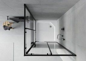 Mexen Rio cabina doccia quadrata 90 x 90 cm, bande nere, nero + piatto doccia, bianco - 860-090-090-70-20-4510