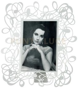 Portafoto di design scarabocchio grande bianco marmo