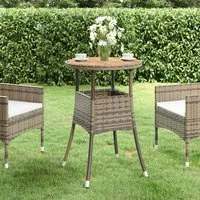 Tavolo da Giardino 60x75cm Massello Acacia e Polyrattan Grigio 310603