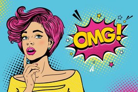 Carta da parati autoadesiva – Signora in stile pop art - OMG!