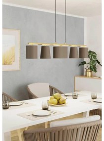 Lampadario Glamour Almeida grigio ottone , D. 0 cm, L. 120 cm, 5 luci, EGLO