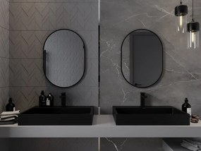 Mexen Loft specchio da bagno ovale 70 x 50 cm, cornice nera - 9851-070-050-000-70