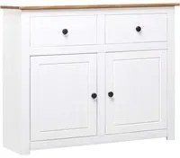 Credenza Bianca 93x40x80 cm in Legno Massello di Pino Panama cod mxl 40078