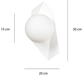 Applique Moderna 1 Luce Drifton In Acciaio Bianco E Sfera Vetro Opalino