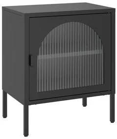 Comodini 2 pz neri 50x35x60 cm in vetro e acciaio