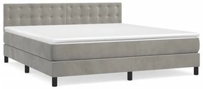 Giroletto a molle con materasso grigio chiaro 180x200cm velluto