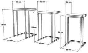 SET 3x Tavolino nero