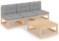 Set Divani da Giardino 4 pz con Cuscini Legno Massello Pino 3076354