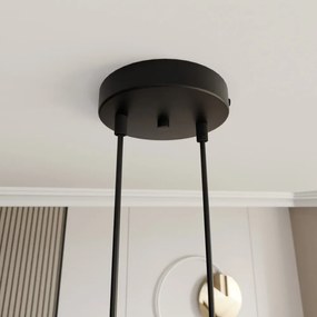 Lampadario a Sospensione MOTIF 2 In Acciaio e Tessuto 2xE27 Colore del corpo Nero e Oro