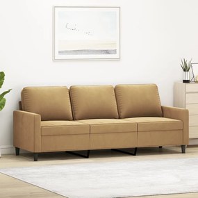 Divano A 3 Posti Marrone 180 Cm İn Velluto /