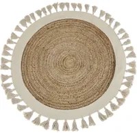 Tappeto beige rotondo 120 cm boho rustico iuta naturale decorativo soggiorno camera da letto sala da pranzo