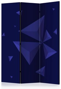 Paravento separè Pioggia di meteoriti (3 pezzi) - astrazione geometrica in blu scuro