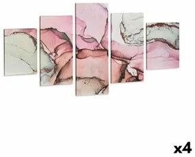 Set di 5 quadri Tela Marmo Rosa (4 Unità)