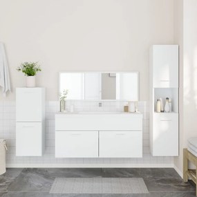 Set mobili da bagno 4 pz bianco in legno multistrato