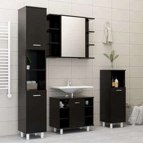 Set Mobili Da Bagno 4 Pz Nero İn Truciolato /