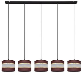 Lampadario a sospensione con filo HELEN 5xE27/15W/230V marrone/nero/oro