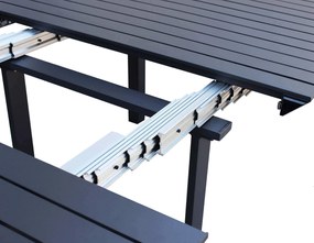 ARIZONA - set tavolo in alluminio cm 100 x 51,50/104/156/208/260 x 74 h con 10 poltrone Lotus