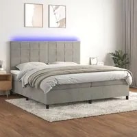 Letto a Molle Materasso e LED Grigio Chiaro 200x200 cm Velluto 3136143