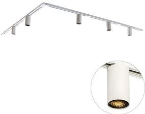 Sistema di illuminazione su binario moderno con 5 faretti bianchi monofase GU10 50 mm - Iconic Ruby