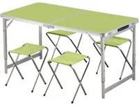 Set Tavolo Pieghevole con 4 Sedie Verde da Campeggio Picnic Giardino Portatile