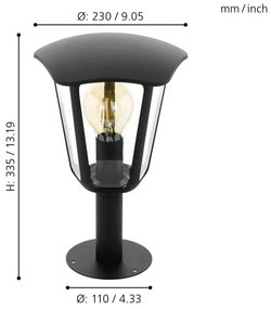 Eglo 98122 - Lampada da esterno MONREALE 1xE27/60W/230V IP44 altezza 335 nero