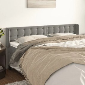 Testiera Ad Orecchio Grigio Chiaro 183x16x78/88 Cm İn Velluto /