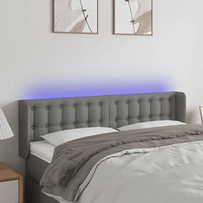 Testiera A Led Grigio Scuro 147x16x78/88 Cm İn Tessuto /