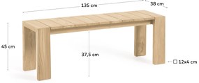 Kave Home - Panca da esterno Victoire in legno massello di teak 135 cm