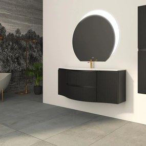 Mobile da bagno sospeso sotto lavabo Vague di Baden HausL 69 x H 55 x P 52 cm nero cannettato laccato opaco, 2 cassetti
