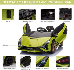 Macchina Elettrica per Bambini 12V con Licenza Lamborghini Sian FKP 37 Verde...