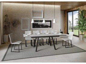 Tavolo Mirhi piano Bianco Frassino 90x160 + 60 telaio Antracite