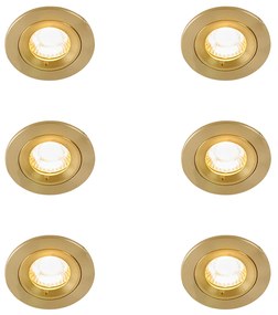 Set di 6 faretti da incasso moderni oro rotondi IP44 - Xena