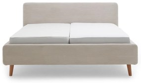 Letto matrimoniale imbottito beige con contenitore con rete inclusa 160x200 cm Mattis Cord – Meise Möbel