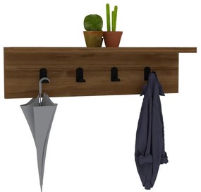 Appendiabiti da parete con mensola AYLA 14,5x60 cm marrone