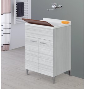 Lavatoio a Terra 60x50 Due Ante Con Vasca Sifone e Tavoletta In Legno Feridras "Stella" Grigio