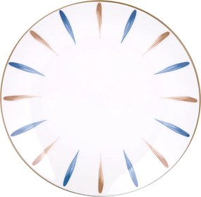 Piatto fondo in Porcellana pennellato blu marrone 19,3 cm Petali