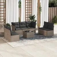 Set Divano da Giardino 8 pz con Cuscini Grigio in Polyrattan 3249259