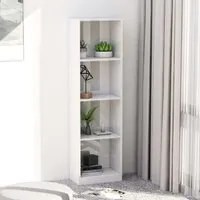 Libreria a 4 Ripiani Bianco Lucido 40x24x142 cm in Truciolato 800843