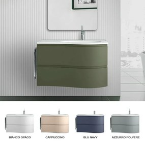 Mobile bagno sospeso 90 cm Melody verde bosco con vasca a destra