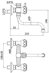 Paffoni Danubio Da169 Gruppo Lavello con attacco lavatrice Canna Orientabile 16 cm e Deviatore Cromo