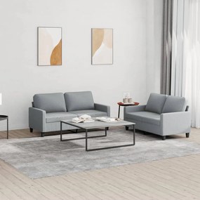 Set Di Divani 2 Pz Con Cuscini Grigio Chiaro İn Tessuto /
