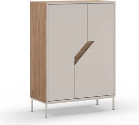 Cassettiera effetto rovere in colore crema-naturale 85x120x40 cm Lilou - Marckeric