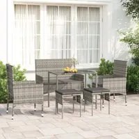 Set Divani da Giardino 6 pz con Cuscini in Polyrattan Grigio 319509