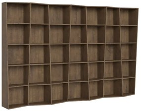 Libreria in legno Noce 317x200h cm con 7 elementi e vani trapezoidali TREK