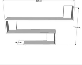 Mensola A Parete Design Moderno 120x145x71 Bianco Wave