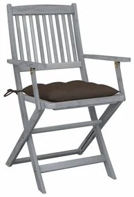 Sedie da giardino pieghevoli 4pz con cuscini in massello acacia