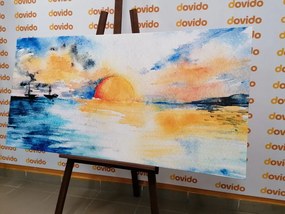 Stampa su tela – Mare acquerellato e tramonto