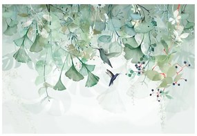 Carta da parati – Foglie Verdi con Colibrì